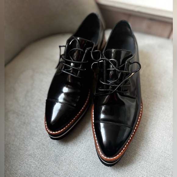 Vince Glossy Black Lace-Up Loafers - Picture 2 of 5